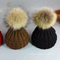 Modern thick yellow round wool hat for winter